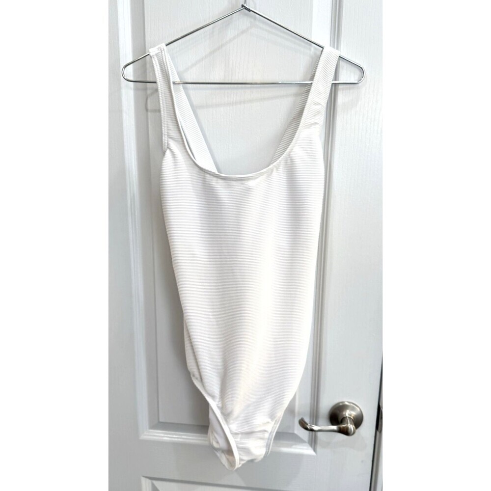 Lands End Women's Long Torso Tugless Ribbed X-Back One Piece Swimsuit size 12L
